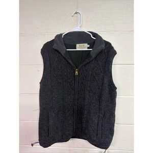 Aran Sweater Market Charcoal Gray Wool Zip-Up Cardigan Sweater Women's Size M